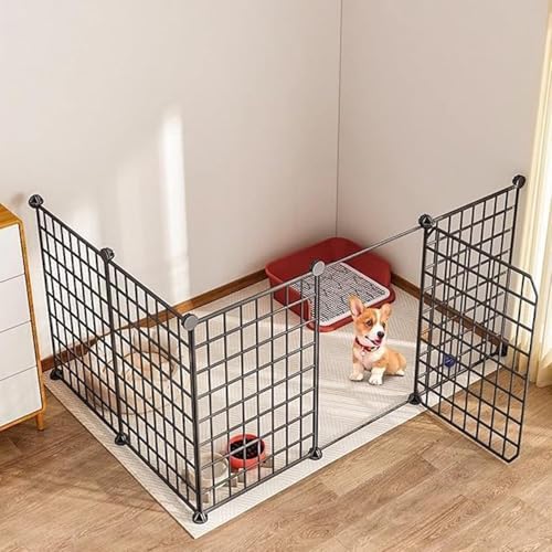 Hundezaun, Laufstall for kleine Hunde, Welpenzaun, tragbarer Metalldrahtkäfig for den Innenbereich, Hof mit Tür, Übungsstall for Kleintiere, tragbare Hundehütten(1117547cm(5pc)) von QBGJDOGE