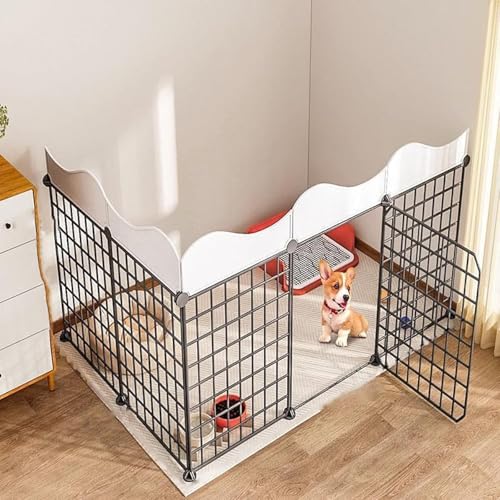Hundezaun, Laufstall for kleine Hunde, Welpenzaun, tragbarer Metalldrahtkäfig for den Innenbereich, Hof mit Tür, Übungsstall for Kleintiere, tragbare Hundehütten(1117557cm(5pc)) von QBGJDOGE