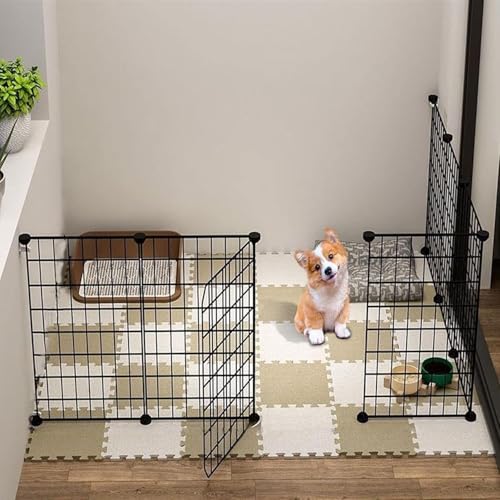 Hundezaun, Laufstall for kleine Hunde, Welpenzaun, tragbarer Metalldrahtkäfig for den Innenbereich, Hof mit Tür, Übungsstall for Kleintiere, tragbare Hundehütten(14711147cm(7pc)) von QBGJDOGE