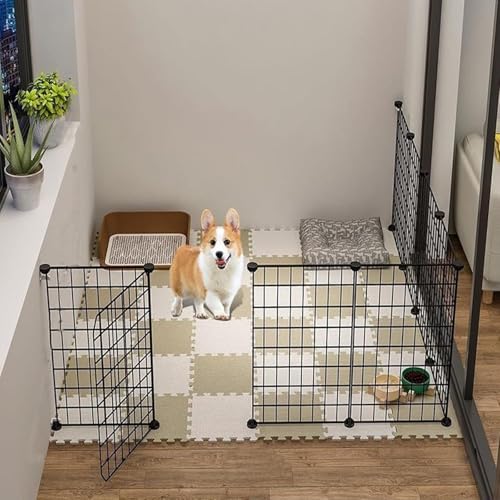 Hundezaun, Laufstall for kleine Hunde, Welpenzaun, tragbarer Metalldrahtkäfig for den Innenbereich, Hof mit Tür, Übungsstall for Kleintiere, tragbare Hundehütten(14714747cm(8pc)) von QBGJDOGE