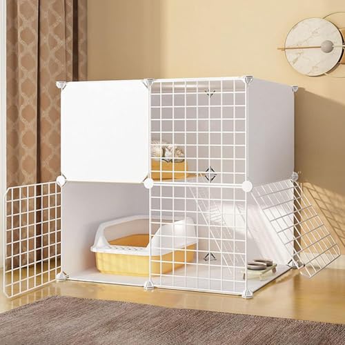 Katzenkäfige for den Innenbereich, groß – Katzenkäfig, DIY-Laufstall for Haustiere, Metallgehege, Netzzaunkäfig mit Tür for kleine Haustiere, Kaninchen, Igel, Katzen, Meerschweinchen(754973cm) von QBGJDOGE