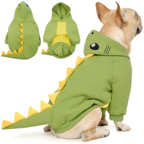 QBLEEV Dinosaurier-Hundekleidung, Haustierkostüm für Cosplay und Halloween, Hunde-Kapuzenpullover, warme Jacke mit Cartoon-Design, Hundekostüme, Halloween, Cosplay, Party, Haustiermantel für kleine, QBLEEV Dinosaurier-Hundekleidung, Haustierkostüm für Cosplay und Halloween, Hunde-Kapuzenpullover, warme Jacke mit Cartoon-Design, Hundekostüme, Halloween, Cosplay, Party, Haustiermantel für kleine, von QBLEEV