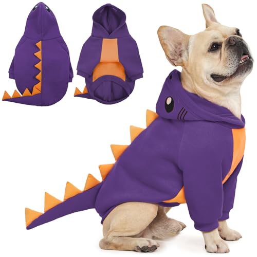 QBLEEV Dinosaurier-Kostüm für Hunde, Halloween-Kostüm mit Kapuze, warmer Winterpullover für kaltes Wetter, lustiger Party-Cosplay-Mantel, Pullover, weiches Strick-Haustier-Outfit für kleine QBLEEV Dinosaurier-Kostüm für Hunde, Halloween-Kostüm mit Kapuze, warmer Winterpullover für kaltes Wetter, lustiger Party-Cosplay-Mantel, Pullover, weiches Strick-Haustier-Outfit für kleine von QBLEEV