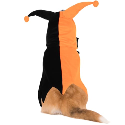 QBLEEV Hunde-Halloween-Kostüm, lustiges Party-Zirkus-inspiriertes Cosplay mit Kapuze und Umhang, warmer Winterpullover für kaltes Wetter, verstellbarer Haustier-Outfit, Kapuzenpullover für kleine von QBLEEV