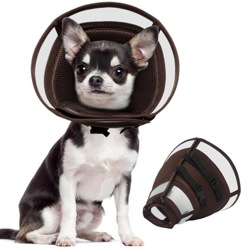 QBLEEV Hundekegel-Halsband, bequem, weich, atmungsaktiv, Hundekegel für Hunde nach Operationen, kleine Hundekegel, Alternative, verstellbar, schützendes Hundehalsband, Haustierhalskegel, Kunststoff, von QBLEEV