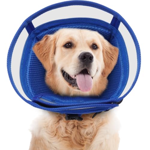 QBLEEV Hundekegel für Hunde nach Operationen, bequemes, weiches Hundekegelhalsband, atmungsaktive Hundekegel-Alternative, leichtes Haustier-Hunde-Operationshalsband, um das Lecken von Wunden zu von QBLEEV