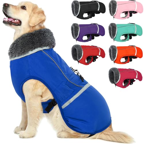 QBLEEV Hundewintermantel, warm, reflektierende Hundejacke, Rollkragen, wasserdicht, für kaltes Wetter, Dickes Fleecefutter Hund-, Haustierbekleidung, Weste, Schneeanzug für alle Hundegrößen, Größe XL QBLEEV Hundewintermantel, warm, reflektierende Hundejacke, Rollkragen, wasserdicht, für kaltes Wetter, Dickes Fleecefutter Hund-, Haustierbekleidung, Weste, Schneeanzug für alle Hundegrößen, Größe XL von QBLEEV