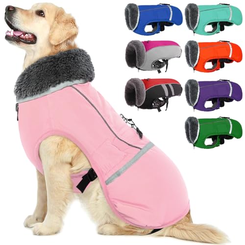QBLEEV Hundewintermantel, warm, reflektierende Hundejacke, Rollkragen, wasserdicht, für kaltes Wetter, dickes Fleecefutter Hund-, Haustierbekleidung, Weste, Schneeanzug für alle Hundegrößen, Größe XL von QBLEEV