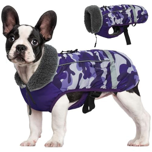 QBLEEV Hundewintermantel, warm, reflektierende Hundejacke für große Hunde, wasserdicht, Rollkragen, Schneeanzug, dickes Futter, für kaltes Wetter, Fleecejacke, Weste, Haustierbekleidung, Größe L von QBLEEV
