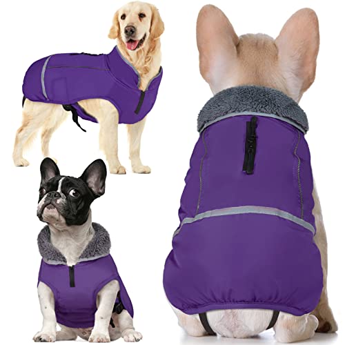 QBLEEV Hundewintermantel, warm, reflektierende Hundejacke mit Rollkragen, wasserdicht, für kaltes Wetter, Dickes Fleecefutter Hund-, Haustierbekleidung, Weste, Schneeanzug für große Hunde, Größe L QBLEEV Hundewintermantel, warm, reflektierende Hundejacke mit Rollkragen, wasserdicht, für kaltes Wetter, Dickes Fleecefutter Hund-, Haustierbekleidung, Weste, Schneeanzug für große Hunde, Größe L von QBLEEV