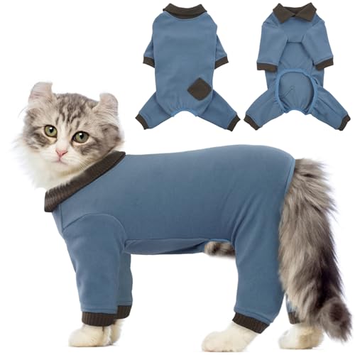 QBLEEV Katzen-Pyjama nur für Katzen, klebriges Haar, Katzenkleidung, Katzen-Einteiler für Katzen nach Operationen, weibliche Männer, chirurgischer Katzen-Genesungsanzug, Ganzkörperanzug, langärmelige QBLEEV Katzen-Pyjama nur für Katzen, klebriges Haar, Katzenkleidung, Katzen-Einteiler für Katzen nach Operationen, weibliche Männer, chirurgischer Katzen-Genesungsanzug, Ganzkörperanzug, langärmelige von QBLEEV