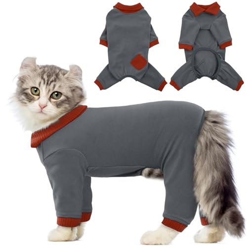 QBLEEV Katzen-Pyjama nur für Katzen, klebriges Haar, Katzenkleidung, Katzen-Einteiler für Katzen nach Operationen, weibliche Männer, chirurgischer Katzen-Genesungsanzug, Ganzkörperanzug, langärmelige QBLEEV Katzen-Pyjama nur für Katzen, klebriges Haar, Katzenkleidung, Katzen-Einteiler für Katzen nach Operationen, weibliche Männer, chirurgischer Katzen-Genesungsanzug, Ganzkörperanzug, langärmelige von QBLEEV