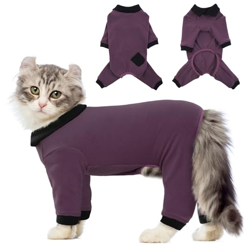 QBLEEV Katzen-Pyjama nur für Katzen, klebriges Haar, Katzenkleidung, Katzen-Einteiler für Katzen nach Operationen, weibliche Männer, chirurgischer Katzen-Genesungsanzug, Ganzkörperanzug, langärmelige QBLEEV Katzen-Pyjama nur für Katzen, klebriges Haar, Katzenkleidung, Katzen-Einteiler für Katzen nach Operationen, weibliche Männer, chirurgischer Katzen-Genesungsanzug, Ganzkörperanzug, langärmelige von QBLEEV