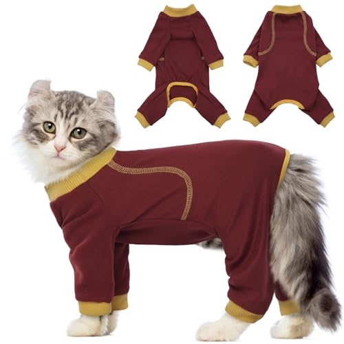 QBLEEV Katzenkleidung mit klebrigem Haar, verhindert Fellausfallen, Shirts nur für Katzen, Kätzchen-Pyjama, Kostüme, Outfits für den täglichen Gebrauch, Partys, Fotografie, von QBLEEV