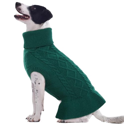 QBLEEV Medium Dog Sweaters for Girls, Dog Sweater Dress Pullover Puppy Sweaters Green Dog Christmas Sweaters Warm Winter Pet Sweaters Fall Dog Sweaters Vest Holiday Dog Sweater for Dogs Female XL von QBLEEV