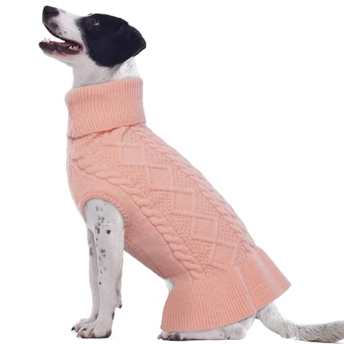 QBLEEV Medium Dog Sweaters for Girls, Dog Sweater Dress Pullover Puppy Sweaters Pink Dog Christmas Sweaters Warm Winter Pet Sweaters Fall Dog Sweaters Vest Holiday Dog Sweater for Dogs Female XL von QBLEEV