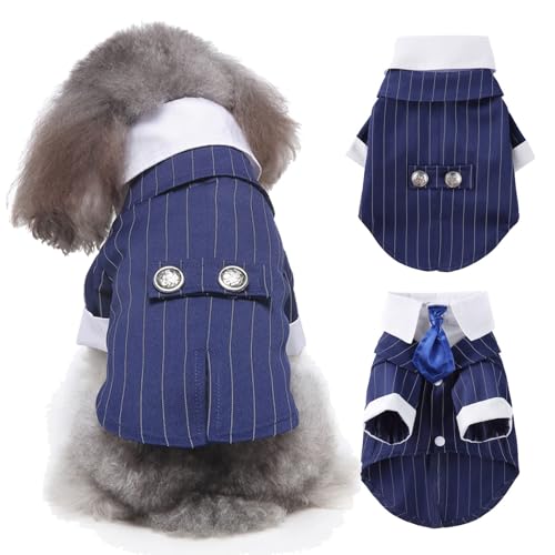 QBLEEV Schwarzes Hunde-Anzugkostüm, Haustier-Halloween-Kostüm mit Fliege, formelles Boston-Smoking-Shirt, dunkle Braut-Kostüm, Prinz-Hochzeitskleidung für kleine, mittelgroße und große Welpen QBLEEV Schwarzes Hunde-Anzugkostüm, Haustier-Halloween-Kostüm mit Fliege, formelles Boston-Smoking-Shirt, dunkle Braut-Kostüm, Prinz-Hochzeitskleidung für kleine, mittelgroße und große Welpen von QBLEEV