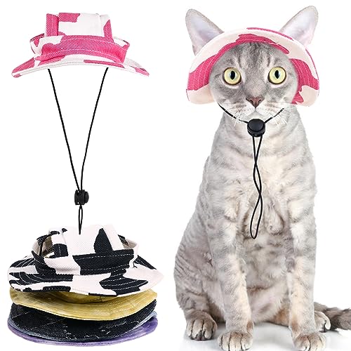 QBLEEV Sphynx-Hut mit Ohrloch, haarlose Katzen-Cowboyhüte für Geburtstagsparty, Halloween, Kätzchen-Kopfbedeckung, Sonnenschutz, Chihuahua, Sonnenschutz, Baseball, Outdoor-Kletterkappe von QBLEEV