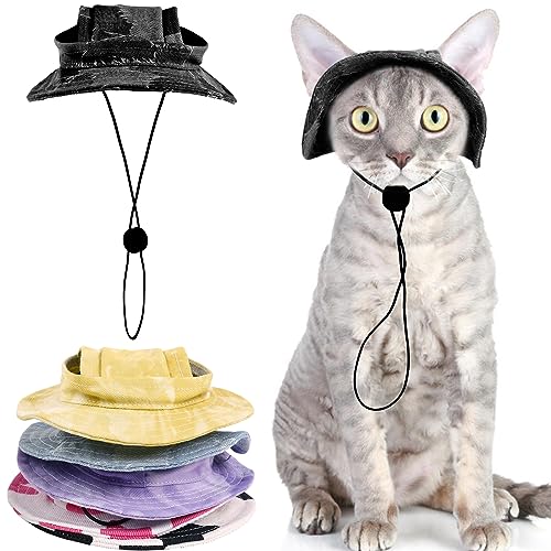 QBLEEV Sphynx-Hut mit Ohrloch, haarlose Katzen-Cowboyhüte für Geburtstagsparty, Halloween, Kätzchen-Kopfbedeckung, Sonnenschutz, Chihuahua, Sonnenschutz, Baseball, Outdoor-Kletterkappe von QBLEEV