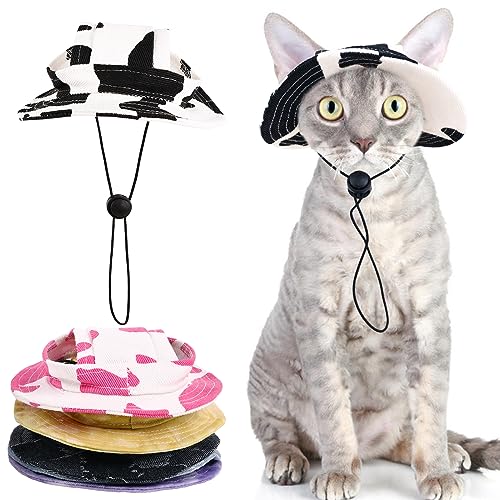 QBLEEV Sphynx-Hut mit Ohrloch, haarlose Katzen-Cowboyhüte für Geburtstagsparty, Halloween, Kätzchen-Kopfbedeckung, Sonnenschutz, Chihuahua, Sonnenschutz, Baseball, Outdoor-Kletterkappe von QBLEEV