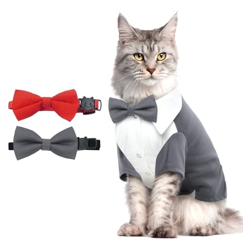 QBLEEV Sphynx-Katzenanzug für Katzen, Smokinganzug für Katzen mit zwei Fliegen, Smokingoutfit für Geburtstag, Fotoshooting, formelle Einteiler, Hochzeitskostüme für Kätzchen, männliche Katzenkleidung QBLEEV Sphynx-Katzenanzug für Katzen, Smokinganzug für Katzen mit zwei Fliegen, Smokingoutfit für Geburtstag, Fotoshooting, formelle Einteiler, Hochzeitskostüme für Kätzchen, männliche Katzenkleidung von QBLEEV