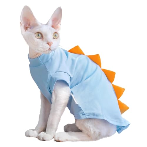 QBLEEV Sphynx Katzenkleidung, Dinosaurier-Design, Katzen-Shirts nur für Katzen, haarloser Katzenpullover, atmungsaktiv, tägliche Kleidung für Devon Rex-Katzen, Sommer, Kätzchen-Kostüm, T-Shirts mit QBLEEV Sphynx Katzenkleidung, Dinosaurier-Design, Katzen-Shirts nur für Katzen, haarloser Katzenpullover, atmungsaktiv, tägliche Kleidung für Devon Rex-Katzen, Sommer, Kätzchen-Kostüm, T-Shirts mit von QBLEEV