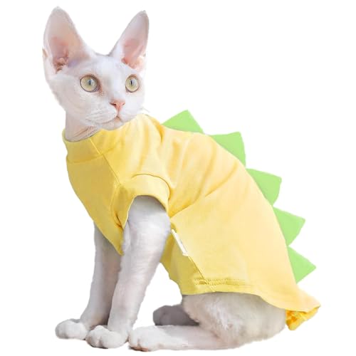 QBLEEV Sphynx Katzenkleidung, Dinosaurier-Design, Katzen-Shirts nur für Katzen, haarloser Katzenpullover, atmungsaktiv, tägliche Kleidung für Devon Rex-Katzen, Sommer, Kätzchen-Kostüm, T-Shirts mit QBLEEV Sphynx Katzenkleidung, Dinosaurier-Design, Katzen-Shirts nur für Katzen, haarloser Katzenpullover, atmungsaktiv, tägliche Kleidung für Devon Rex-Katzen, Sommer, Kätzchen-Kostüm, T-Shirts mit von QBLEEV