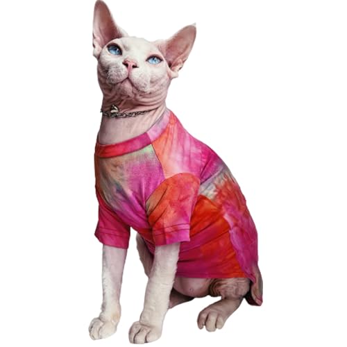 QBLEEV Sphynx Katzenkleidung, haarlose Katzen, Regenbogenfarben, T-Shirt für Frühling, Sommer, Herbst, atmungsaktive Katzenbekleidung, Weste, Shirts für Sphynx, Cornish Rex, Devon Rex, Peterbald QBLEEV Sphynx Katzenkleidung, haarlose Katzen, Regenbogenfarben, T-Shirt für Frühling, Sommer, Herbst, atmungsaktive Katzenbekleidung, Weste, Shirts für Sphynx, Cornish Rex, Devon Rex, Peterbald von QBLEEV