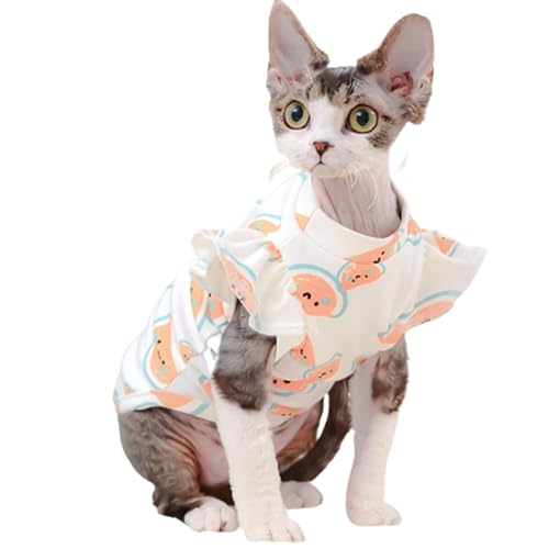 QBLEEV Sphynx Katzenkleidung nur für Katzen, niedliches Wassermelonenmuster, atmungsaktiv, für den täglichen Gebrauch, haarlose Katze, Sommerweste, Kätzchen, Hemd, Rock für Devon Cornish Rex Peterbald QBLEEV Sphynx Katzenkleidung nur für Katzen, niedliches Wassermelonenmuster, atmungsaktiv, für den täglichen Gebrauch, haarlose Katze, Sommerweste, Kätzchen, Hemd, Rock für Devon Cornish Rex Peterbald von QBLEEV
