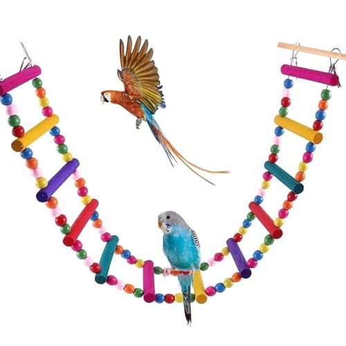 QBLEEV Vogel-Seilleiter, Schaukelbrücke für Käfig, flexibel, bunt, Holz-Kletterspielzeug für Sittiche, Nymphensittiche, Sittiche, Ratten, Hamster, Haustierkäfigzubehör zum Klettern und Sitzen QBLEEV Vogel-Seilleiter, Schaukelbrücke für Käfig, flexibel, bunt, Holz-Kletterspielzeug für Sittiche, Nymphensittiche, Sittiche, Ratten, Hamster, Haustierkäfigzubehör zum Klettern und Sitzen von QBLEEV