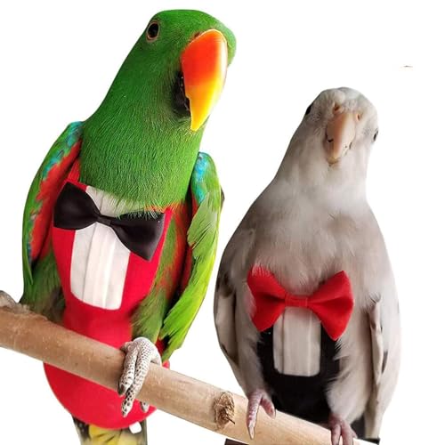 QBLEEV Vogelwindeln, Nymphensittiche, Uniform, Smoking, Fluganzug für Hochzeit, Party, Geburtstag, Cosplay, Foto-Requisite, wasserdichte Papageien-Windelhose, Kleidung, Kostüm für Tauben, Aras, von QBLEEV