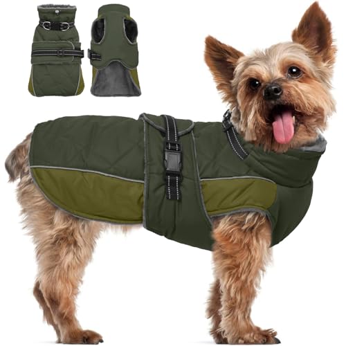 QBLEEV Warme Hundejacke - Reflektierender, verstellbarer Wintermantel mit Rollkragen für kaltes Wetter, wasserdichter Fleece-Schneeanzug für kleine, mittelgroße und große Hunde QBLEEV Warme Hundejacke - Reflektierender, verstellbarer Wintermantel mit Rollkragen für kaltes Wetter, wasserdichter Fleece-Schneeanzug für kleine, mittelgroße und große Hunde von QBLEEV