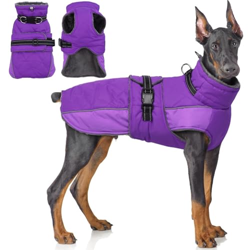 QBLEEV Warme Hundejacke - Reflektierender, verstellbarer Wintermantel mit Rollkragen für kaltes Wetter, wasserdichter Fleece-Schneeanzug für kleine, mittelgroße und große Hunde QBLEEV Warme Hundejacke - Reflektierender, verstellbarer Wintermantel mit Rollkragen für kaltes Wetter, wasserdichter Fleece-Schneeanzug für kleine, mittelgroße und große Hunde von QBLEEV