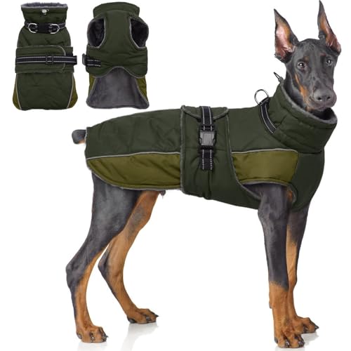 QBLEEV Warme Hundejacke - Reflektierender, verstellbarer Wintermantel mit Rollkragen für kaltes Wetter, wasserdichter Fleece-Schneeanzug für kleine, mittelgroße und große Hunde QBLEEV Warme Hundejacke - Reflektierender, verstellbarer Wintermantel mit Rollkragen für kaltes Wetter, wasserdichter Fleece-Schneeanzug für kleine, mittelgroße und große Hunde von QBLEEV