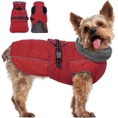 QBLEEV Warmer Hundemantel, reflektierende Hundejacke, verstellbarer Hunde-Wintermantel, Rollkragen, Hundekleidung für kaltes Wetter, wasserdicht, dickes Fleece, Hunde-Schneeanzug, Weihnachten, QBLEEV Warmer Hundemantel, reflektierende Hundejacke, verstellbarer Hunde-Wintermantel, Rollkragen, Hundekleidung für kaltes Wetter, wasserdicht, dickes Fleece, Hunde-Schneeanzug, Weihnachten, von QBLEEV