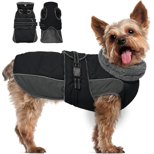 QBLEEV Warmer Hundemantel, reflektierende Hundejacke, verstellbarer Hunde-Wintermantel, Rollkragen, Hundekleidung für kaltes Wetter, wasserdicht, dickes Fleece, Hunde-Schneeanzug, Weihnachten, QBLEEV Warmer Hundemantel, reflektierende Hundejacke, verstellbarer Hunde-Wintermantel, Rollkragen, Hundekleidung für kaltes Wetter, wasserdicht, dickes Fleece, Hunde-Schneeanzug, Weihnachten, von QBLEEV