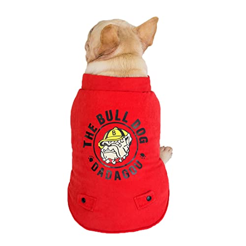 QCBH Bulldog, Shar Pei Hundekleidung, Herbst- und Winterhaustierkleidung, Baumwollweste, Haustiermantel Fleecefutter Hundemantel von QCBH