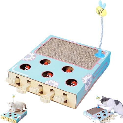 QCDZSW Katzenspielzeug zur Bereicherung for Hauskatzen, Mäusefangspiel, Kratzbox-Bereicherungsspielzeug, 3-in-1-Spielzeug for den Innenbereich, Mehrzweck-Kratzpad von QCDZSW