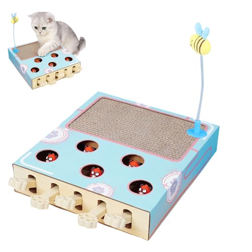 QCDZSW Whack Attack Katzenspielzeug, Katzenkarton for Jede Menge Spaß, interaktiv for Krallenschleifen, Ruhepause, Unterhaltung, mit Katzenkratzpad(1pcs) von QCDZSW