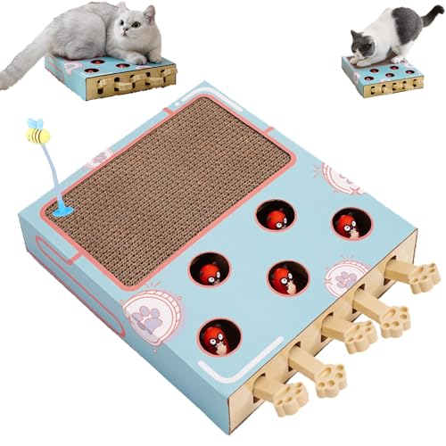 QCDZSW Whack Attack Katzenspielzeug, Katzenkratzbrett mit Whack-A-Mole-Spiel und lustigem Stock, simuliertes interaktives Jagdkatzenspielzeug for Übungen im Innenbereich von QCDZSW