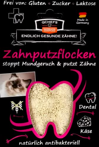 QCHEFS Zahnputzpulver Katze: Nieren Probleme und im Mund- Zahnpflege- Futtertopping zum Futter-Lieblingsleckerei auf Schleckmatte und Appetitanreger (Zahnputz FLOCKEN) von Qchefs