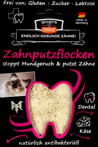 QCHEFS ZAHNPUTZFLOCKEN Katze Zahnpflege zum Lecken von Schleckmatte mit Nassfutter, Lachsöl, Katzenmilch, Malz Paste, Katzenfutter oder Leckerli von Qchefs