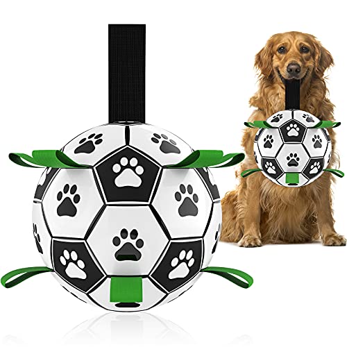 Hundespielzeug, Fußball mit Grifflaschen, interaktives Hundespielzeug zum Tauziehen, Welpen, Geburtstagsgeschenke, Wasserspielzeug, langlebige Hundebälle für mittelgroße und große Hunde (20.3 cm) von QDAN