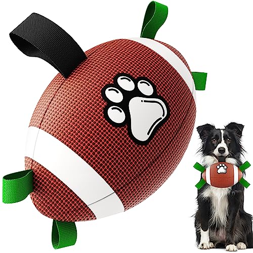 Hundespielzeug Fußball, interaktives Hundespielzeug zum Tauziehen, Hundespielzeug, Wasserspielzeug, langlebige Hundebälle für kleine und mittelgroße Hunde (20,3 cm) von QDAN