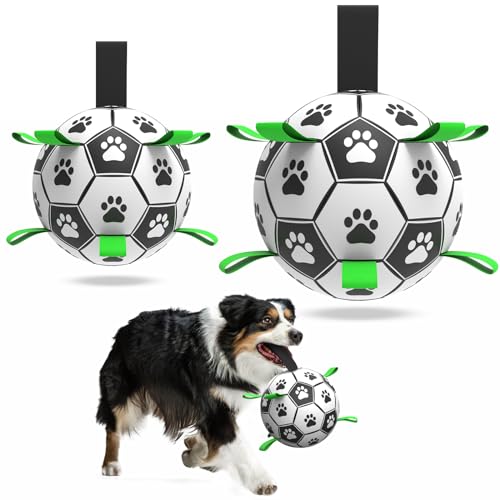 QDAN 2-teiliges Hundespielzeug-Set mit Riemen, interaktives Hundespielzeug zum Tauziehen, Welpengeburtstagsgeschenke, Wasserspielzeug, langlebige Hundebälle für mittelgroße und große Hunde (15,2 und von QDAN