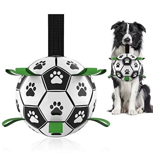 QDAN Hunde-Fußball mit Greiflaschen, interaktives Hundespielzeug zum Tauziehen, Hundespielzeug, Wasserspielzeug, langlebige Hundebälle für kleine und mittelgroße Hunde von QDAN