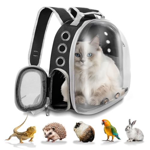 Haustier-Tragerucksack Bartdrache Tragetasche Katze Vogel Kaninchen Meerschweinchen Kleintier-Tragetasche Rucksack mit klarem Blasenfenster, belüftetes Raumkapsel-Design, Schwarz und Weiß Haustier-Tragerucksack Bartdrache Tragetasche Katze Vogel Kaninchen Meerschweinchen Kleintier-Tragetasche Rucksack mit klarem Blasenfenster, belüftetes Raumkapsel-Design, Schwarz und Weiß von QDCKQIJI