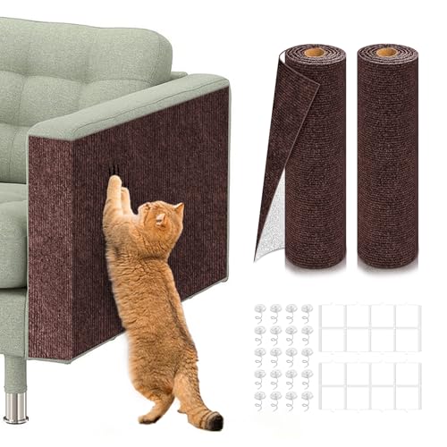 Selbstklebende Kratzmatten für Katzen, 100,1 x 40,1 cm, zuschneidbar, für Couch, Wand, Türen und Möbel, langlebig, kratzfest, für Katzentürme und Ersatzpads, Braun, 2 Stück Selbstklebende Kratzmatten für Katzen, 100,1 x 40,1 cm, zuschneidbar, für Couch, Wand, Türen und Möbel, langlebig, kratzfest, für Katzentürme und Ersatzpads, Braun, 2 Stück von QDOLEQ