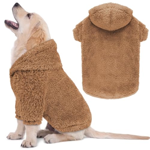 Fuzzy Hundepullover für kleine Hunde, weicher doppelseitiger Plüsch-Fleece, Haustierkleidung, Mantel, Kapuzenpullover, Sherpa-Kapuzen-Sweatshirt, Kaffeebraun Fuzzy Hundepullover für kleine Hunde, weicher doppelseitiger Plüsch-Fleece, Haustierkleidung, Mantel, Kapuzenpullover, Sherpa-Kapuzen-Sweatshirt, Kaffeebraun von QDYU