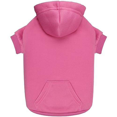 QDYU Hunde-Kapuzenpullover für kleine Hunde, weich gebürstetes Fleece, Kleidung mit Tasche, Rosa, Größe XS von QDYU